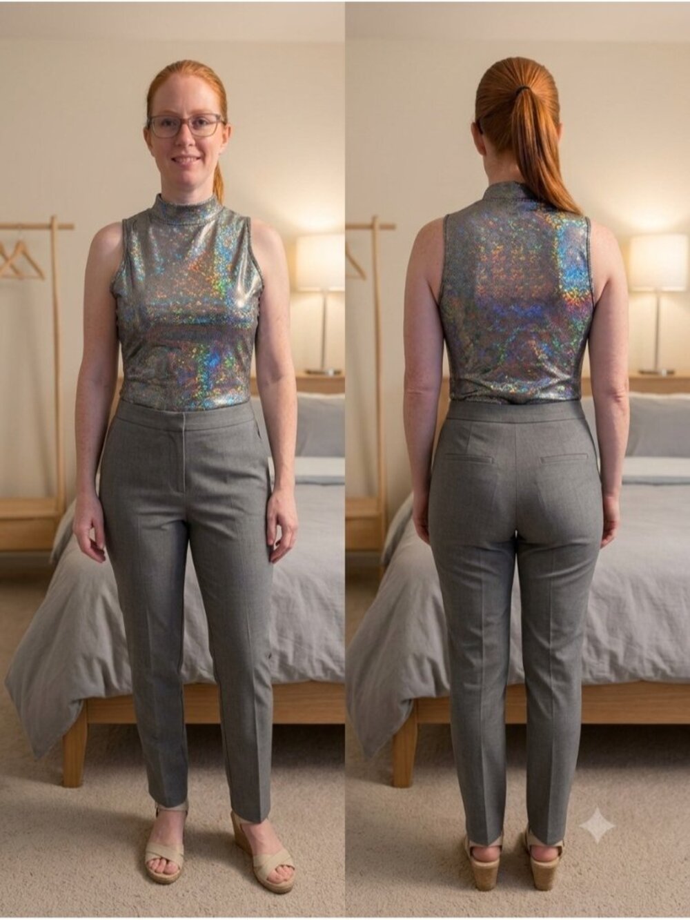 Sterling Kreek Bodysuit NWT XS Metallic Silver Holographic Mock Neck Rave